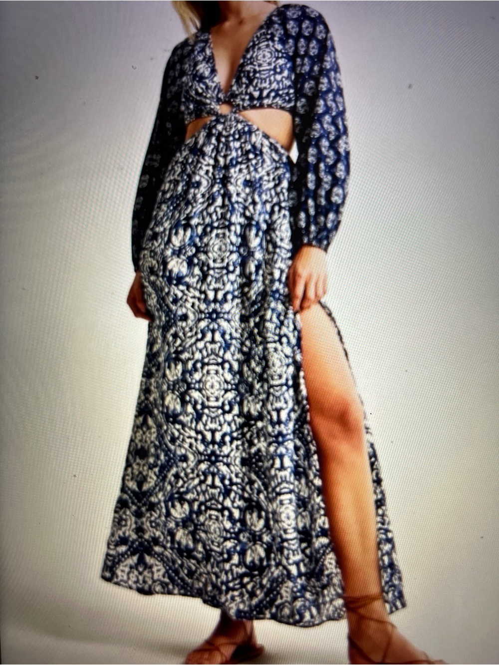 Abercrombie & Fitch Navy and White cutout ring Maxi dress… Sz L